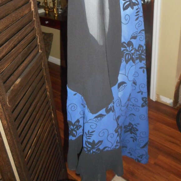 Vintage Esley Navy & black velvet kimono wrap, size Medium - Picture 7 of 7